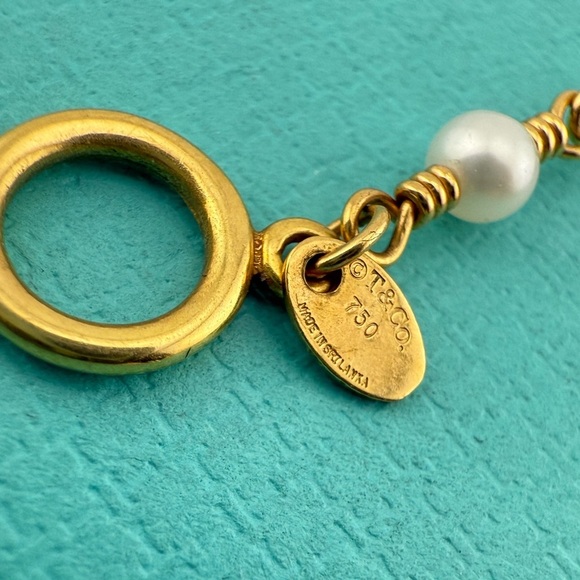 RARE Vtg. Tiffany & Co. 18k Pearl Twist Lariat Necklace 16" Yellow Gold - Picture 6 of 9